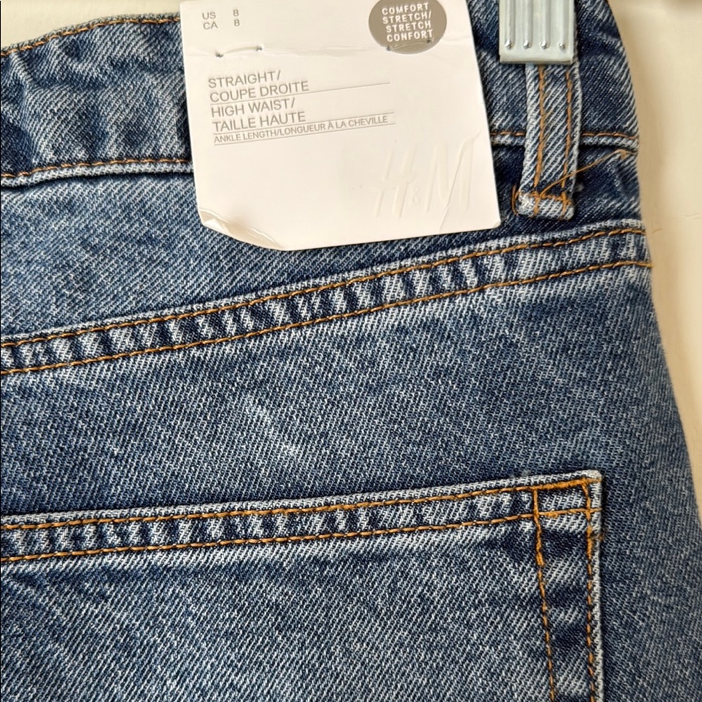 H&M Blue Straight-Leg Distressed Jeans - Picture 4 of 7